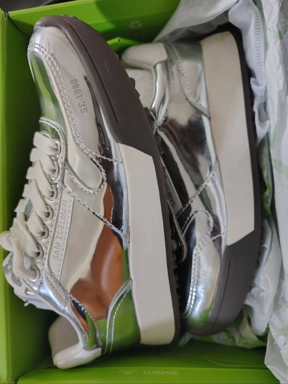 Sam Edelman Women's Layla Sneaker - Silver Specchio - Size 7.5 M